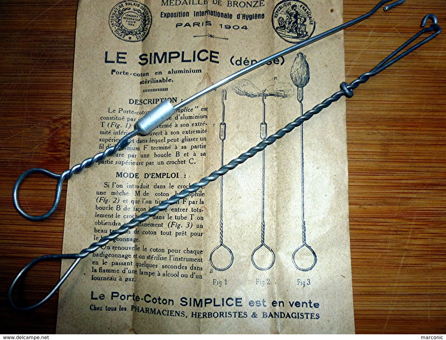 PORTE COTON En Aluminium Le SIMPLICE 1904 - Matériel Médical & Dentaire