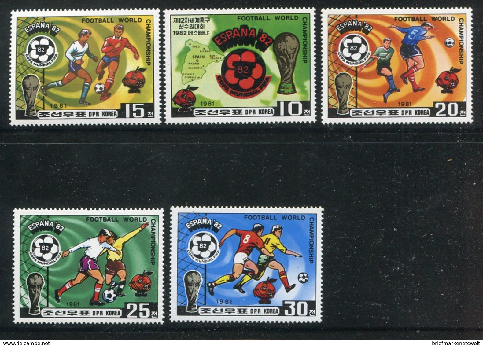 Korea-Nord / 1981 / Mi. 2099-2103 **, Fussball (7301) - Korea (Nord-)