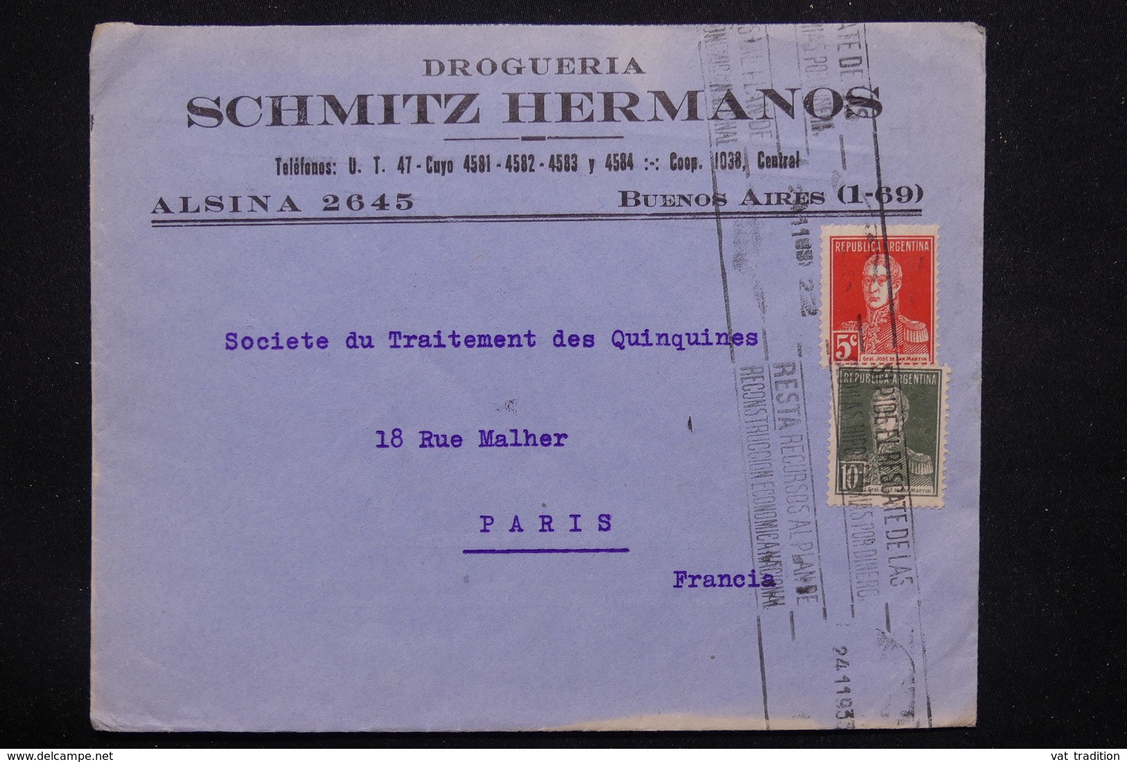 ARGENTINE - Enveloppe Commerciale De Buenos Aires En 1933 Pour Paris - L 22861 - Lettres & Documents