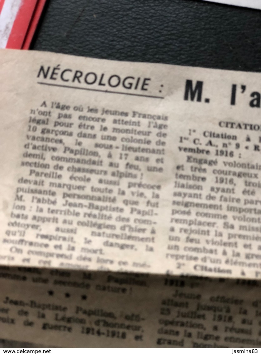 Un Article De Journal Sur La Disparition Brutale De M.l'abbé Jean-Baptiste Papillon Aumonier à L'Abbaye De Valloire - Religion & Esotérisme