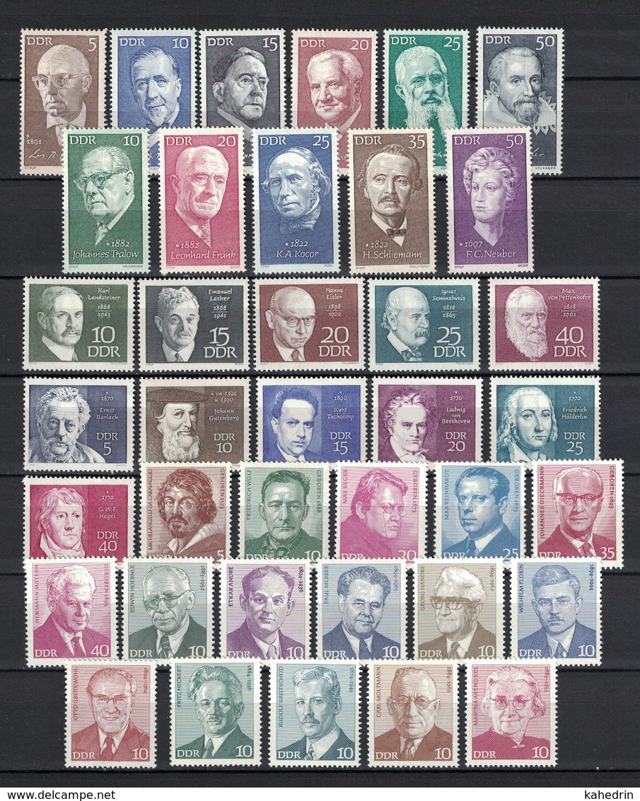 DDR 1968 - 1990, 17 Sets Of Famous People Berühmte Persönlichkeiten **, MNH (2 Scans) - Sonstige & Ohne Zuordnung