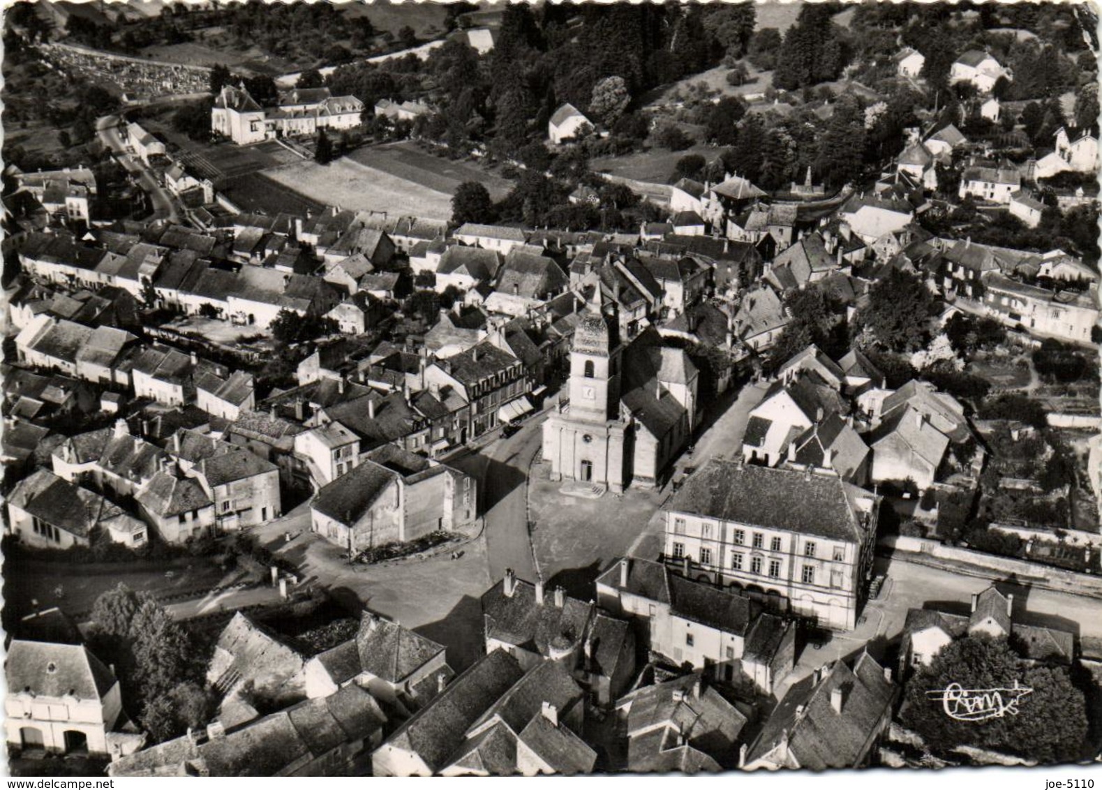 1 Cpsm Villersexel - L'église, La Mairie Et Le Château - Vue Aérienne - Autres & Non Classés