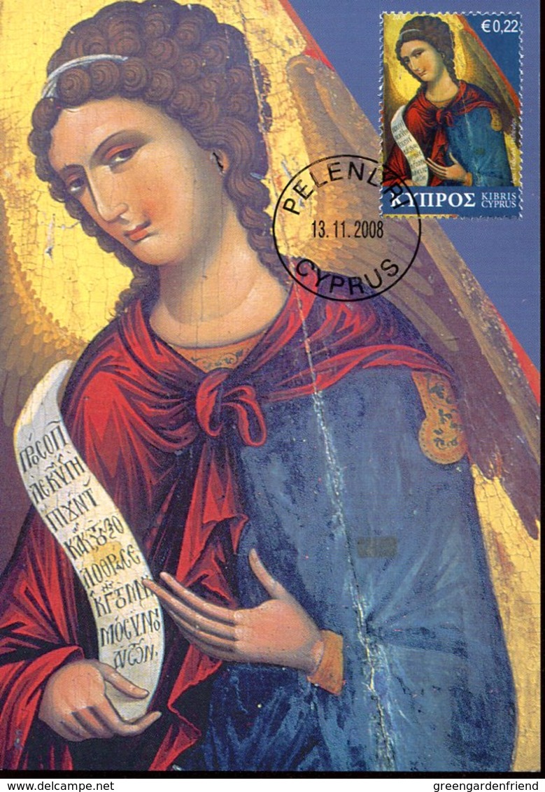 42610 Cyprus, Maximum  2008  Icon Of The Archangel Gabriel From The Iconostasis Of The Church Panayia - Cartas