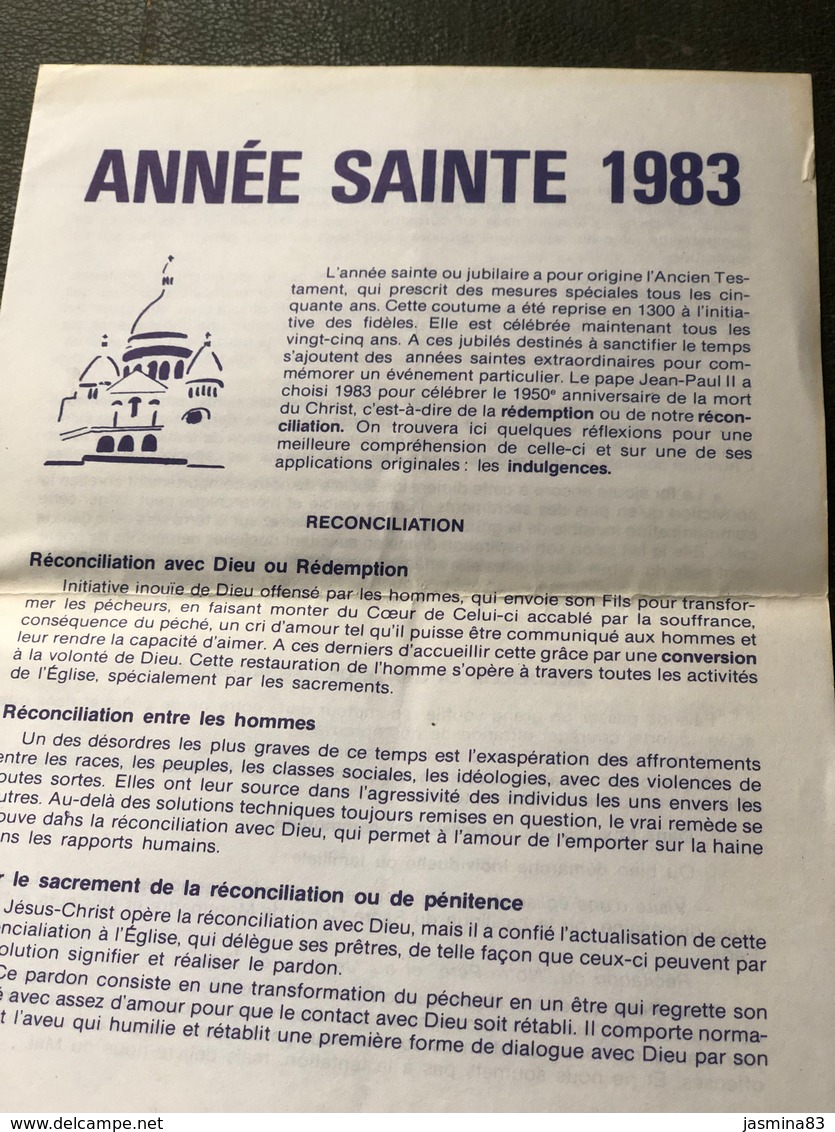 Année Sainte 1983(plaquette De 15 Cm Sur 21 Cm) - Religion & Esotérisme