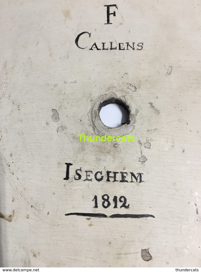 ORIGINELE 1812 ANTIEKE HOUTEN WIJZERPLAAT STAANDE KLOK HANDBESCHILDERD CALLENS ISEGHEM IZEGEM  1812 - Cloches