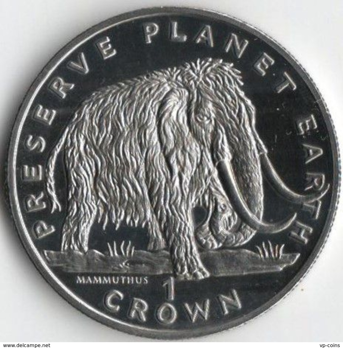 Isle Of Man. Coin. 1 Crown. 1994. UNC. Conservation Of The Planet Earth. Mammoth. The Great Coin - Eiland Man