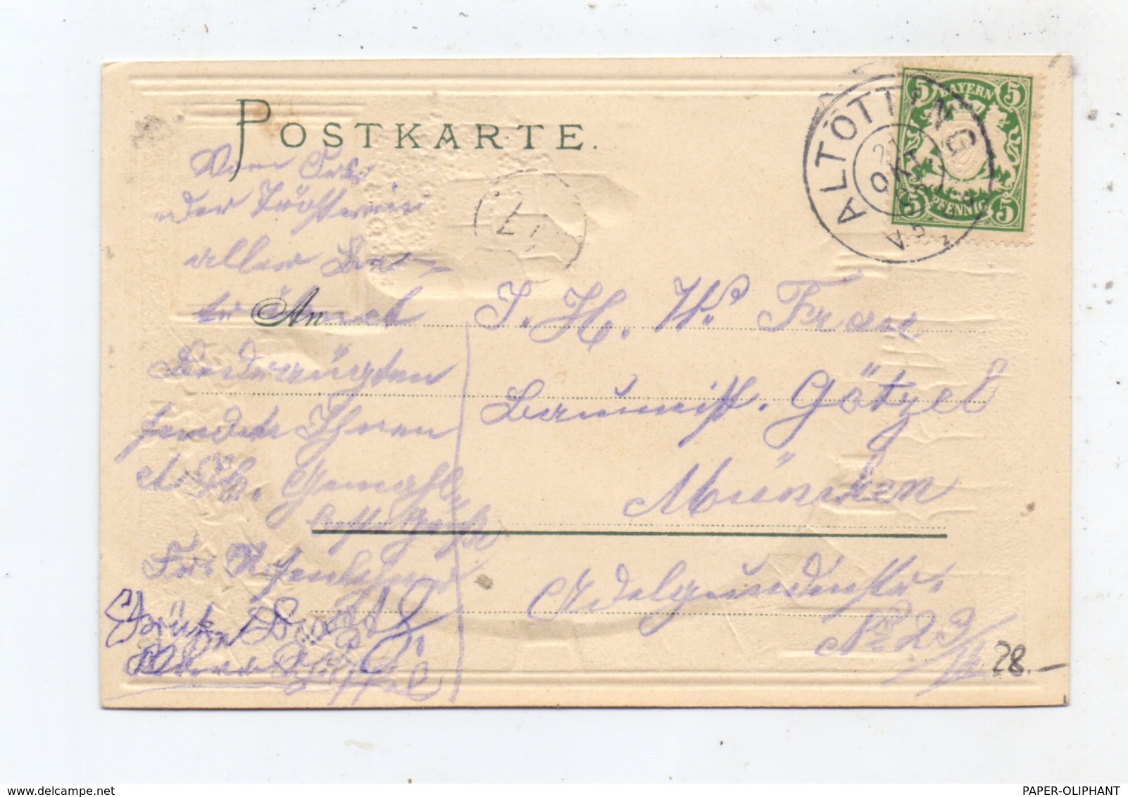 8262 ALTÖTTING, Gruss Aus...Präge-Karte, 1908 - Altoetting