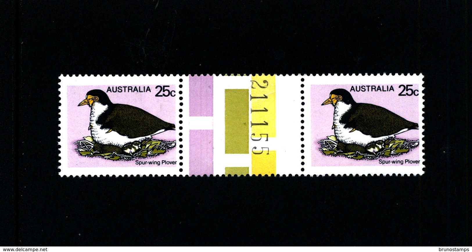 AUSTRALIA - 1978  25c  SPUR WING PLOVER   NUMBERED UNFOLDED  GUTTER PAIR   MINT NH - Nuovi