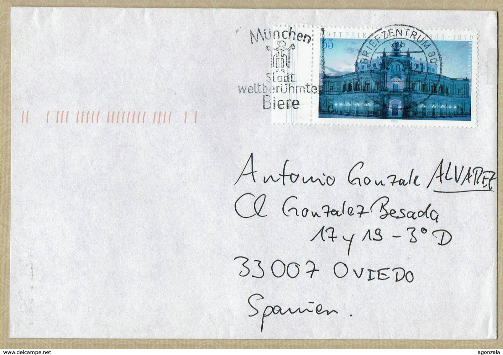 ALEMAGNE LETTRE AVEC OBLITERATION Munich, Ville Des Bières De Renommée Mondiale - Bières