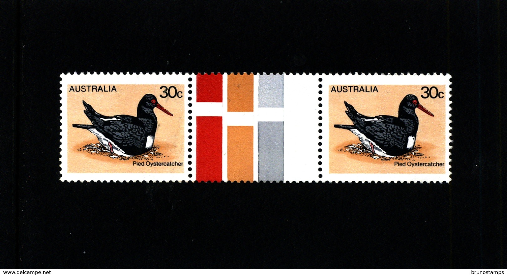 AUSTRALIA - 1978  30c  PIED OYSTERCATCHER   UNFOLDED  GUTTER PAIR   MINT NH - Nuovi