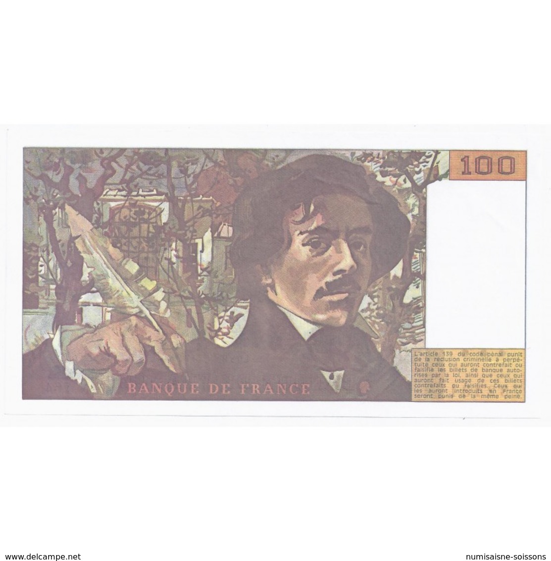 FAY 69BIS/2b - 100 FRANCS DELACROIX - 1990 - PICK 154 - - 100 F 1978-1995 ''Delacroix''