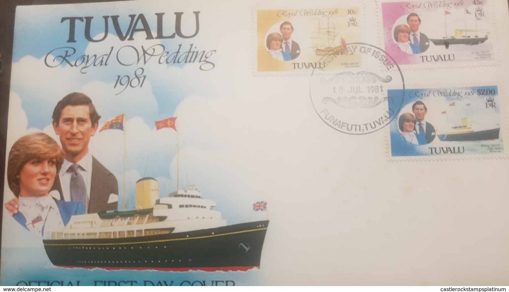 O) 1981 TUVALU, PRINCE CHARLES AND LADY DIANA-ROYAL YACHT CHARLOTTE-COUPE CAROLINA-VICTORIA AND ALBERT III-BRITANNIA-ROY - Tuvalu