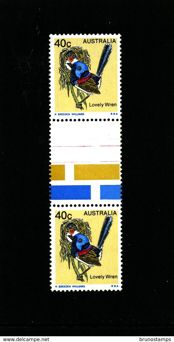 AUSTRALIA - 1979  40c  LOVELY  WREN  UNFOLDED  GUTTER PAIR   MINT NH - Nuovi