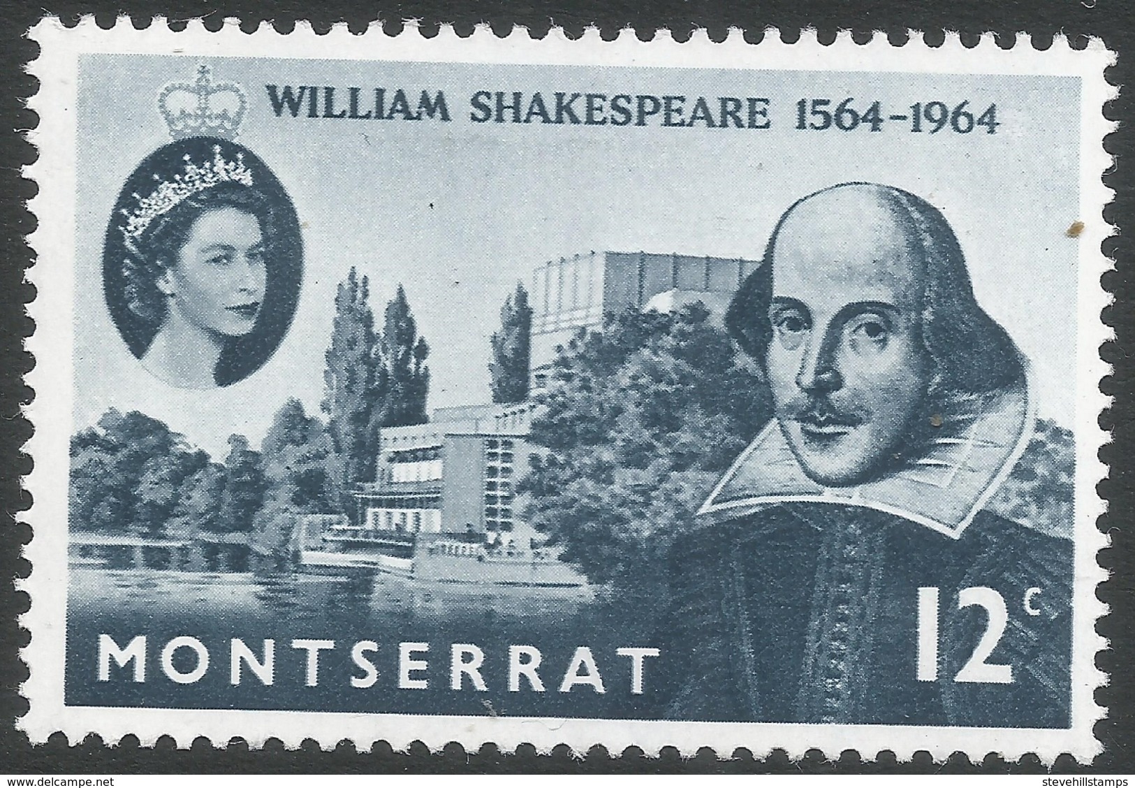 Montserrat. 1964 400th Birth Anniv Of William Shakespeare. 12c MH. SG 156 - Montserrat