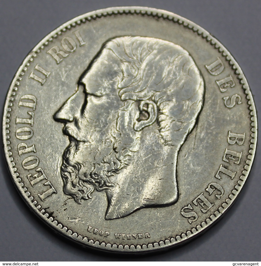 LEOPOLD II ROI DES BELGES  1873  5 FRANCS ARGENT  _ 2 SCANS - 5 Francs