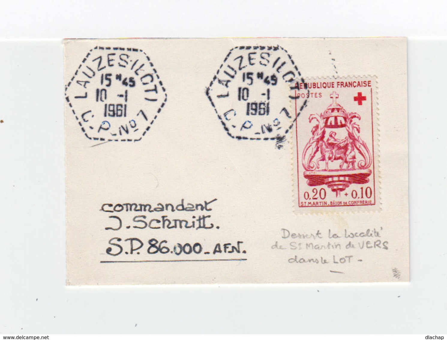 . (1079Sur Enveloppe Timbre Au Profif De La Croix Rouge. CAD Lauzes Lot. C.P. N°7 1961 (1079x) - 1961-....