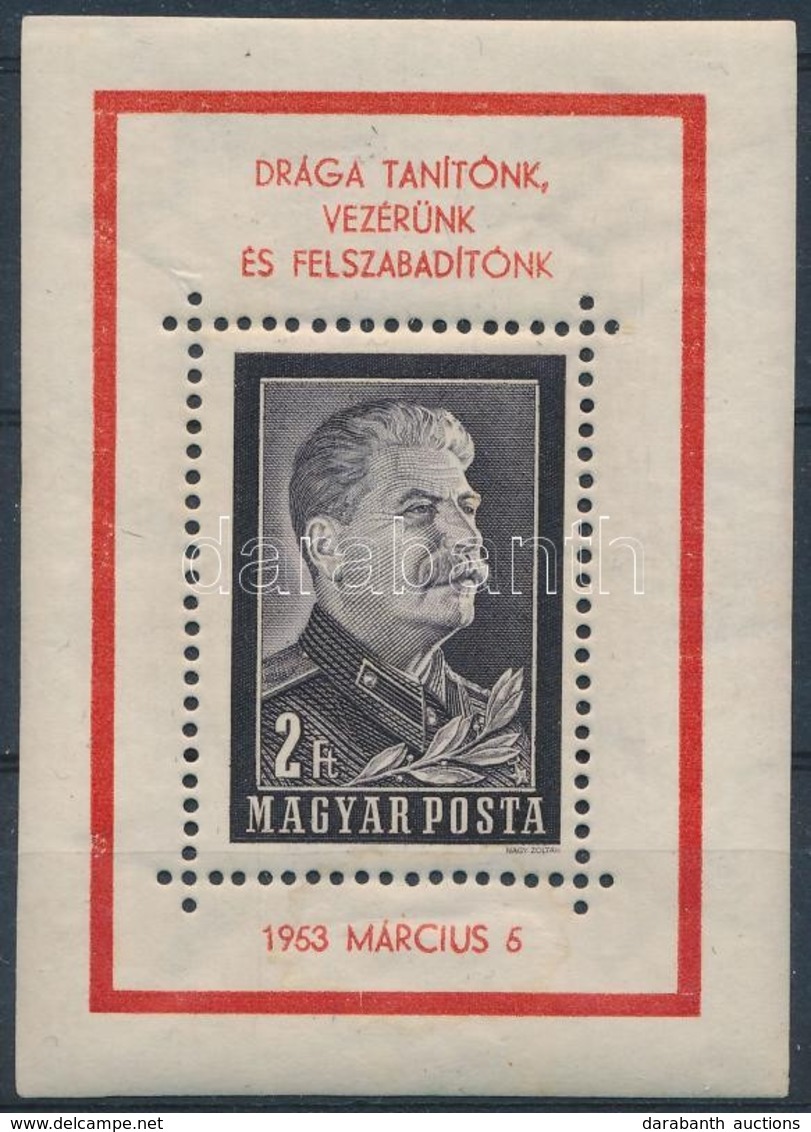 * 1953 Sztálin Gyászblokk Kézisajtós  (*130.000) - Sonstige & Ohne Zuordnung