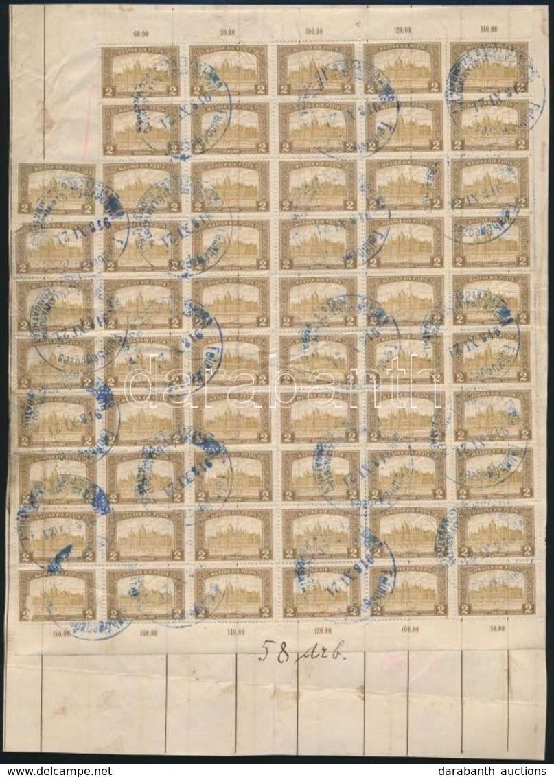 1918 Vasúti Igazolvány érvényesítésére Vonatkozó Kérvény 58 X 2K Parlament Bélyeggel. Postabélyegek Különleges Okmánybél - Other & Unclassified