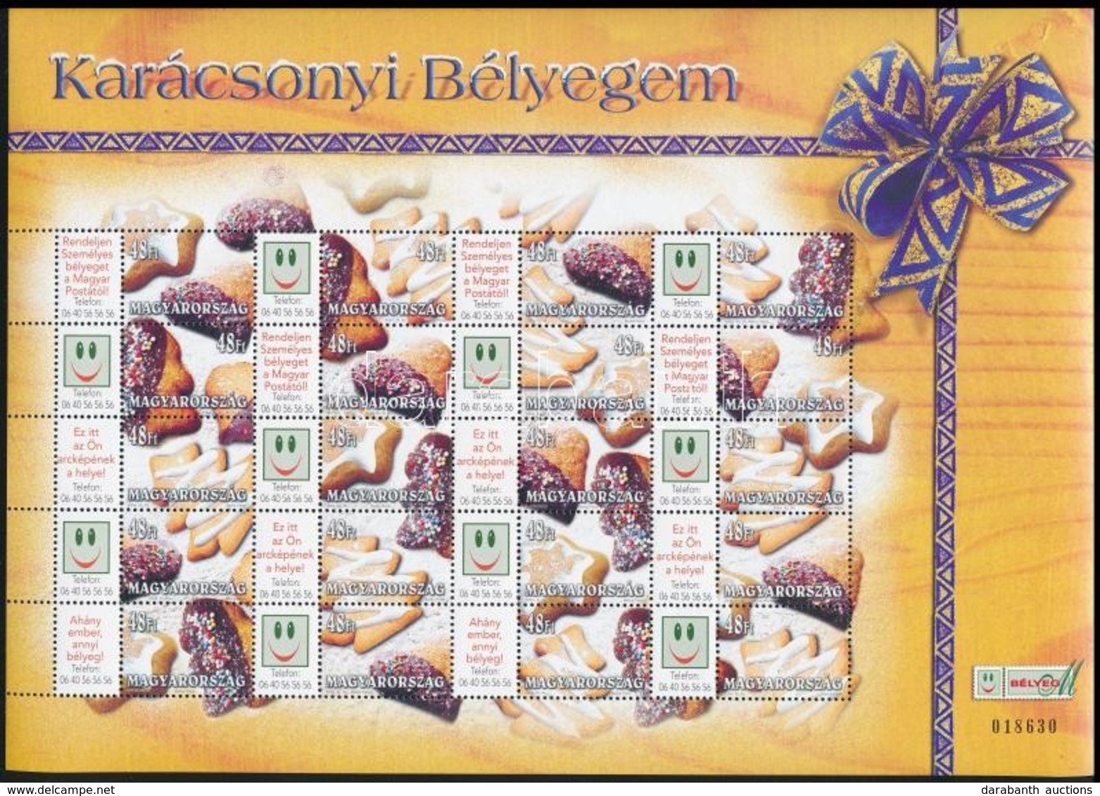 ** 2004 Karácsonyi Bélyegem Sütemények Sorszámozott Teljes ív (10.000) - Autres & Non Classés
