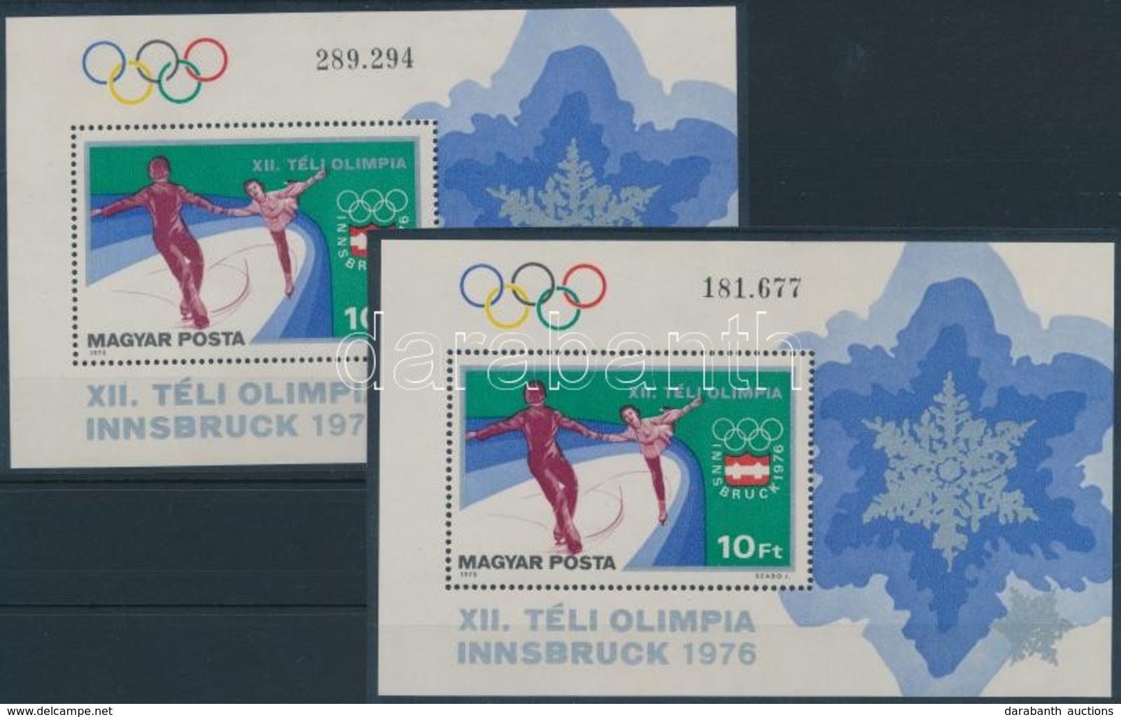 ** 1975 Téli Olimpia Innsbruck Blokk, Eltolódott Fekete és Zöld Karika + Támpéldány - Other & Unclassified