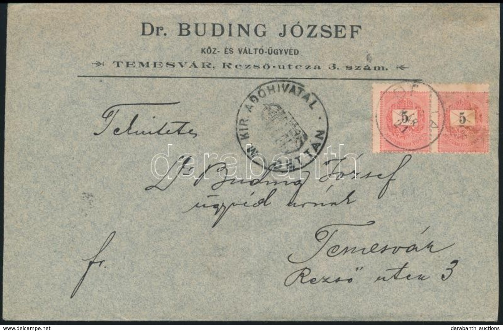 1896 Levél Képbe Fogazott Feketeszámú 5kr Párral ,,DETTA' - Temesvár - Other & Unclassified