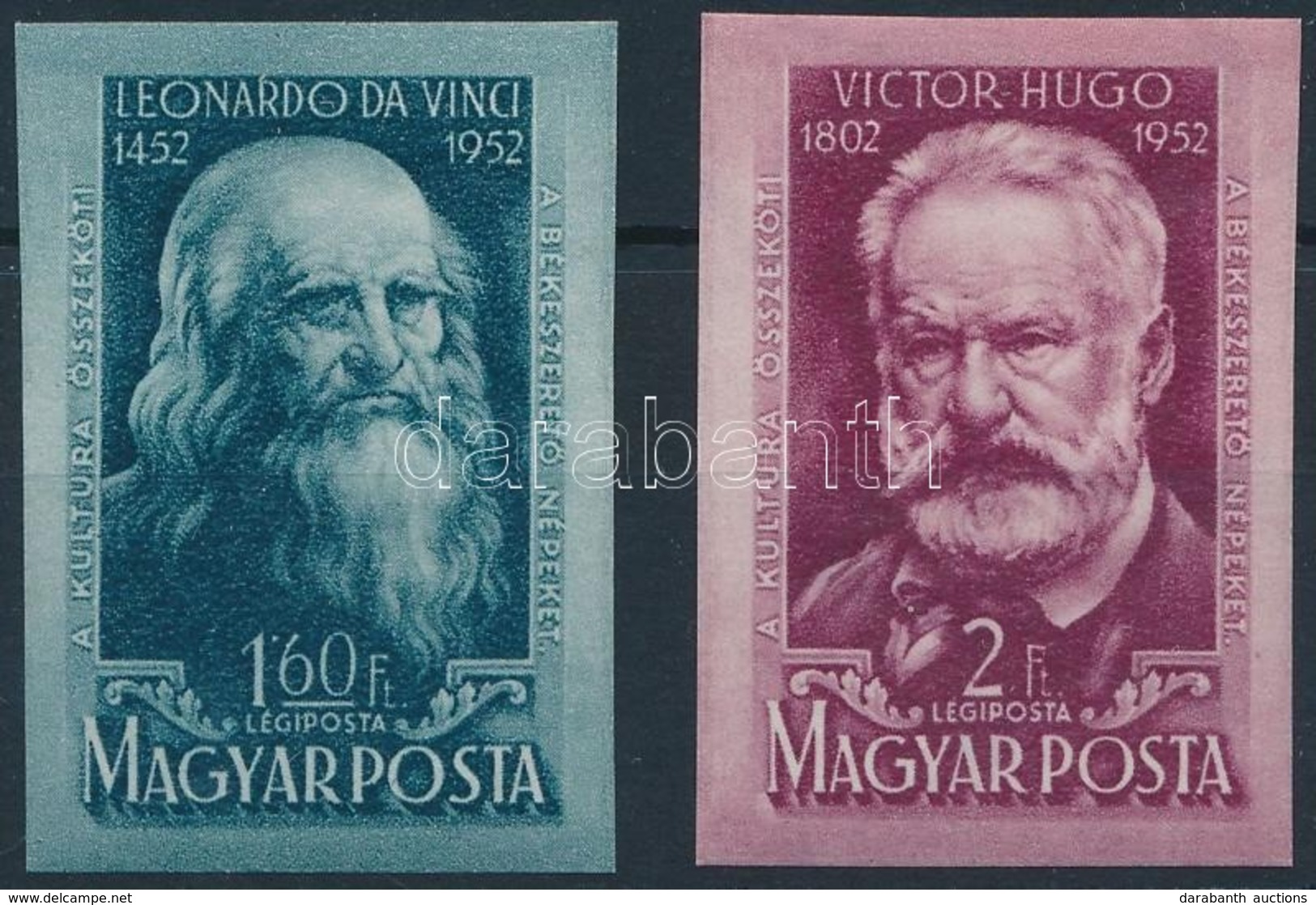 ** 1952 Leonardo Da Vinci és Victor Hugo Vágott Sor (9.000) - Sonstige & Ohne Zuordnung