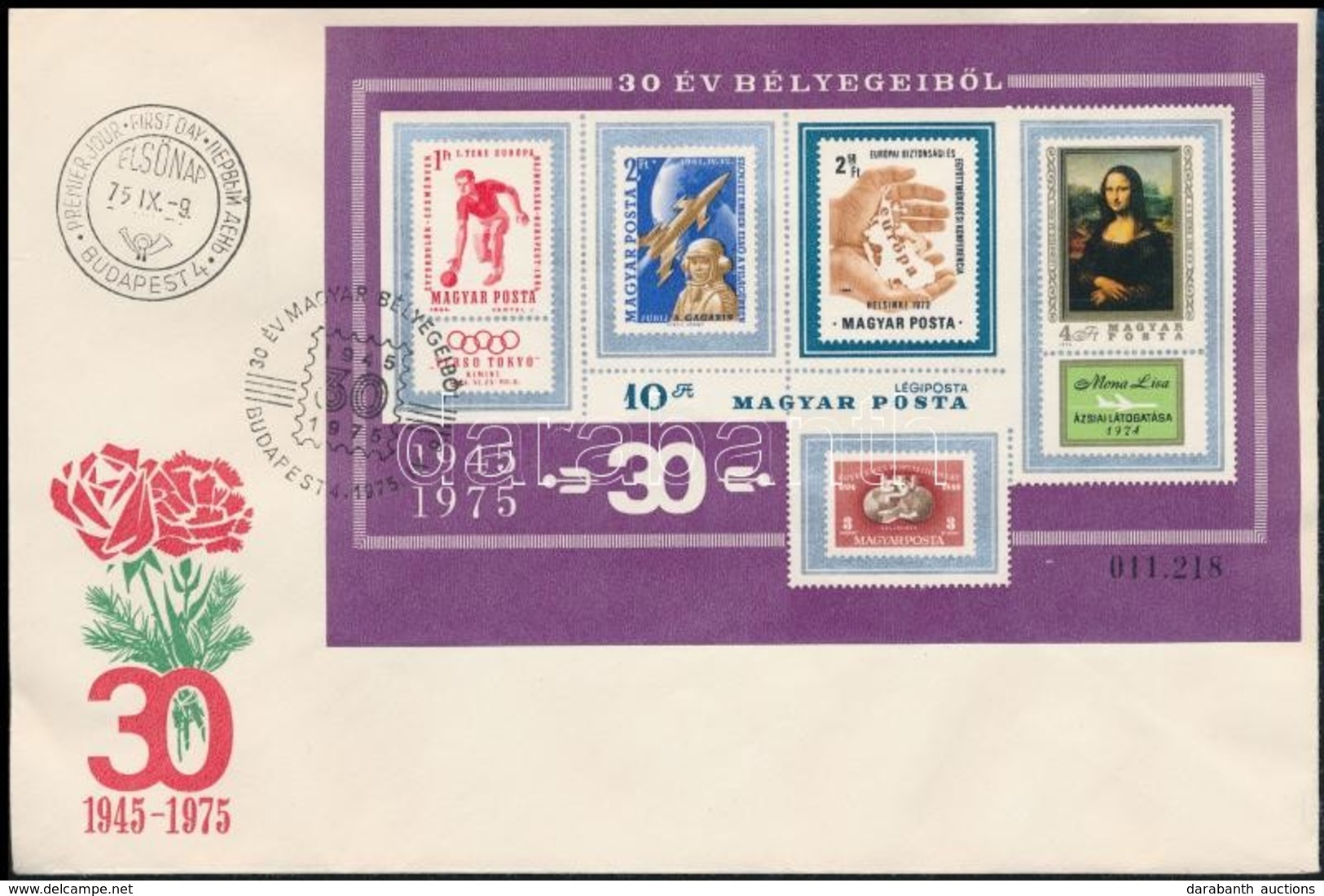 1975 30 év Bélyegeiből Vágott Blokk FDC-n (4.000) - Other & Unclassified