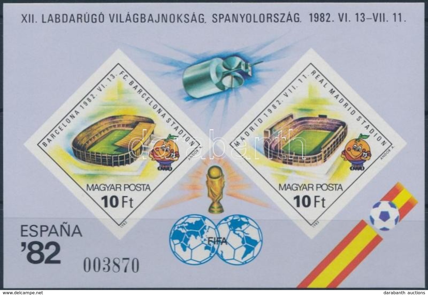 ** 1982 Labdarúgó VB (IV.) - Spanyolország Vágott Blokk (4.500) - Altri & Non Classificati