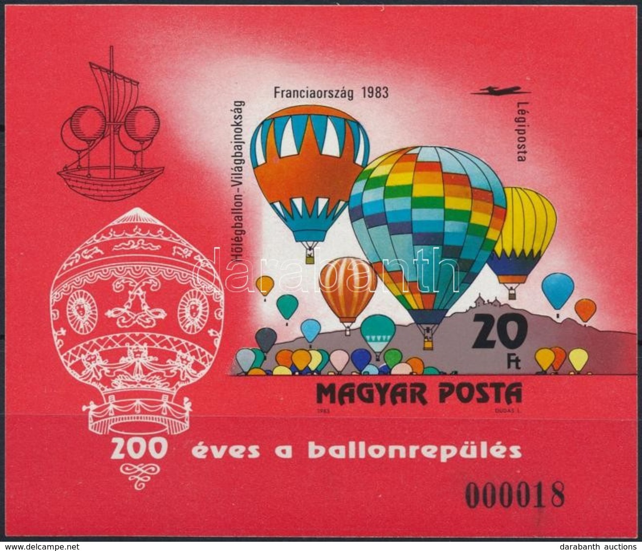 ** 1983 200 éves A Ballonrepülés Vágott Blokk (8.000) - Other & Unclassified