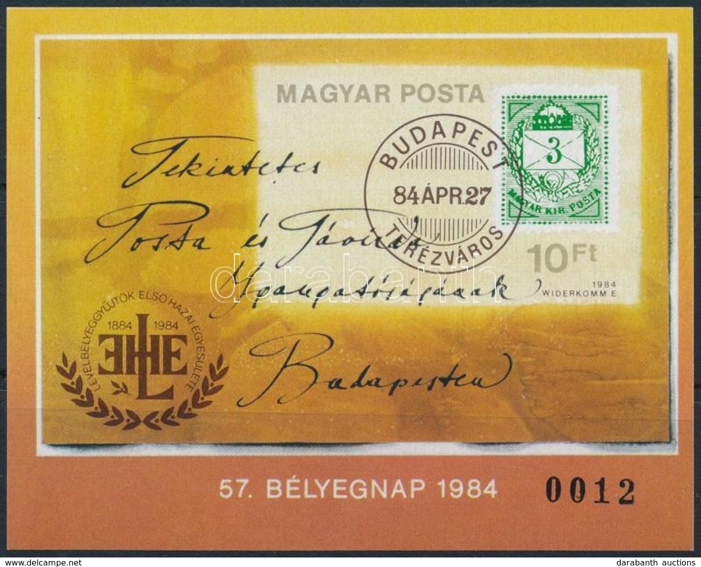 ** 1984 Bélyegnap Vágott Blokk (3.500) - Other & Unclassified