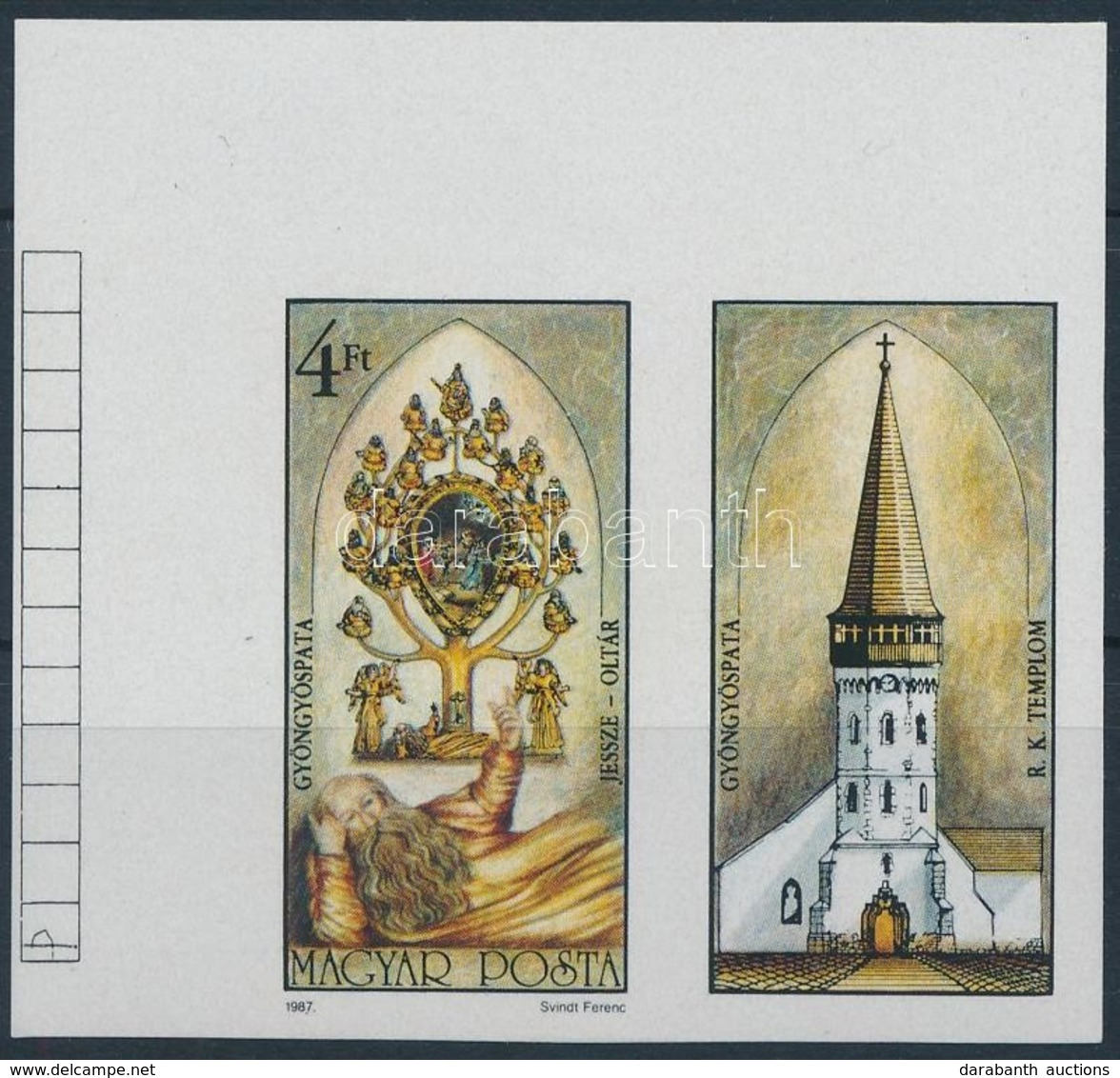 ** 1987 Gyöngyöspatai Jessze-oltár ívsarki Vágott Szelvényes Bélyeg (3.000) - Altri & Non Classificati