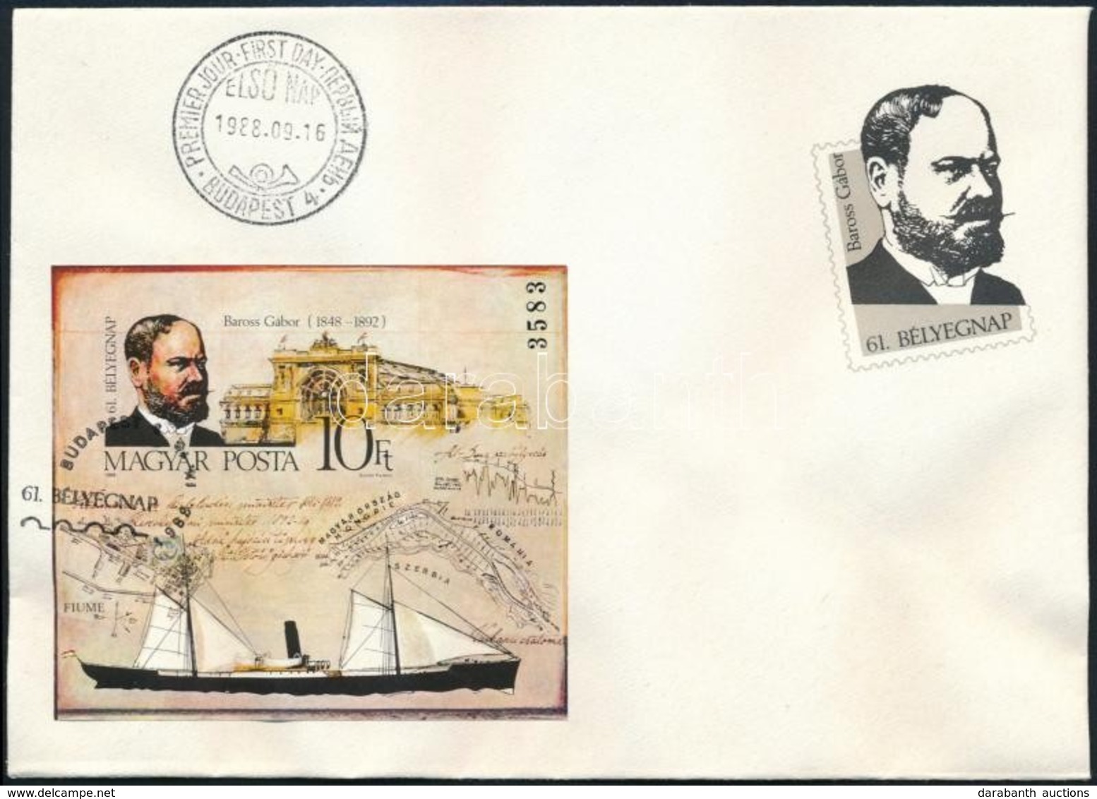 1988 Bélyegnap (61.) Vágott Blokk FDC (7.000) - Sonstige & Ohne Zuordnung