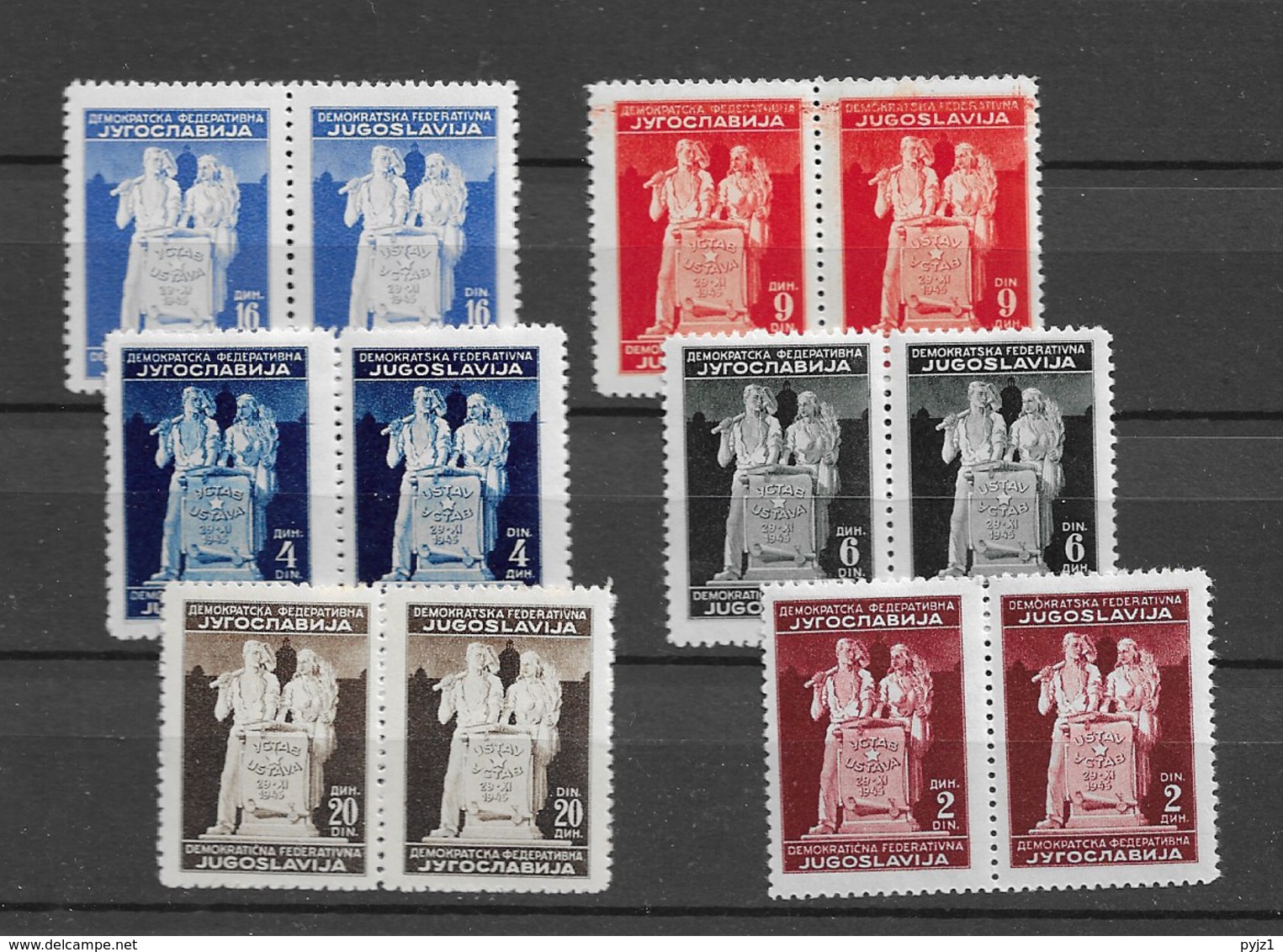 1945 MNH Yougoslavia S/t Pairs - Ongebruikt