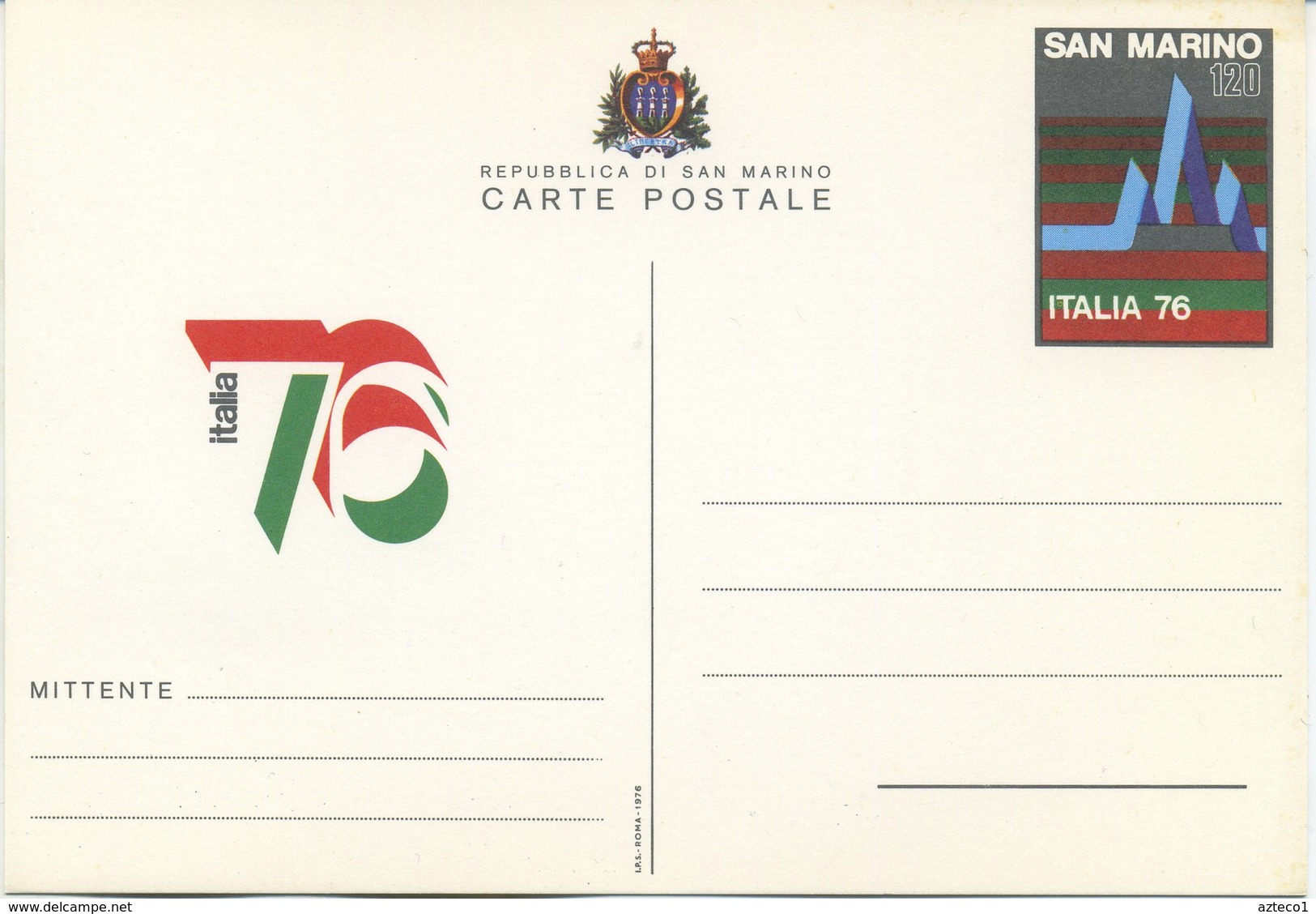 SAN MARINO - CARTOLINA POSTALE  1976 - ESPOSIZIONE FILATELICA ITALIA 76 - Interi Postali