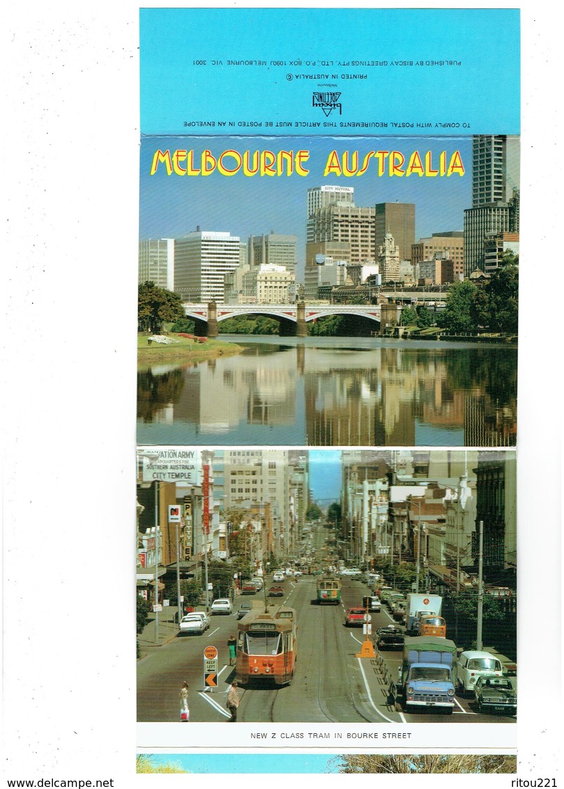 Cpm Dépliant Vues AUSTRALIE - Melbourne - Bateau Camion Tramway Taxi Voiture Travaux Grue échafaudage - Melbourne