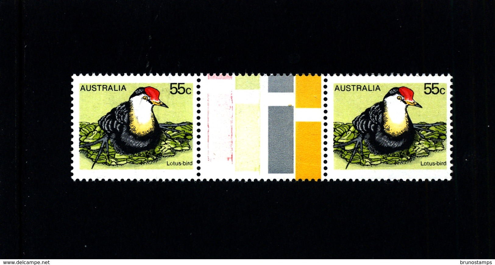 AUSTRALIA - 1978  55c  LOTUS-BIRD  UNFOLDED  GUTTER PAIR   MINT NH - Nuovi