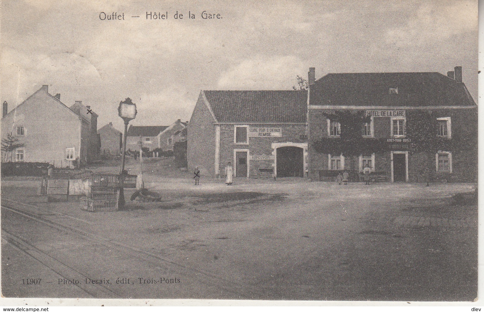 Ouffet - Hôtel De La Gare - Animé - 1907 - Edit. Desaix, Trois-Ponts N° 11907 - Hotel's & Restaurants