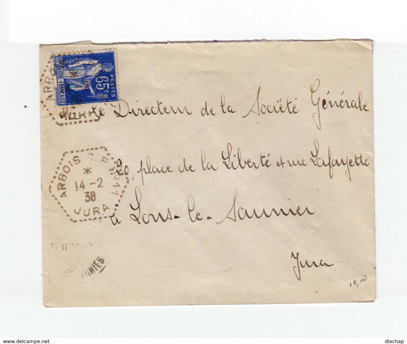 Sur Enveloppe CAD Arbois CP N°11 Jura 1938. CAD Destination Lons Le Saunier. (1085x)1 - 1921-1960: Période Moderne