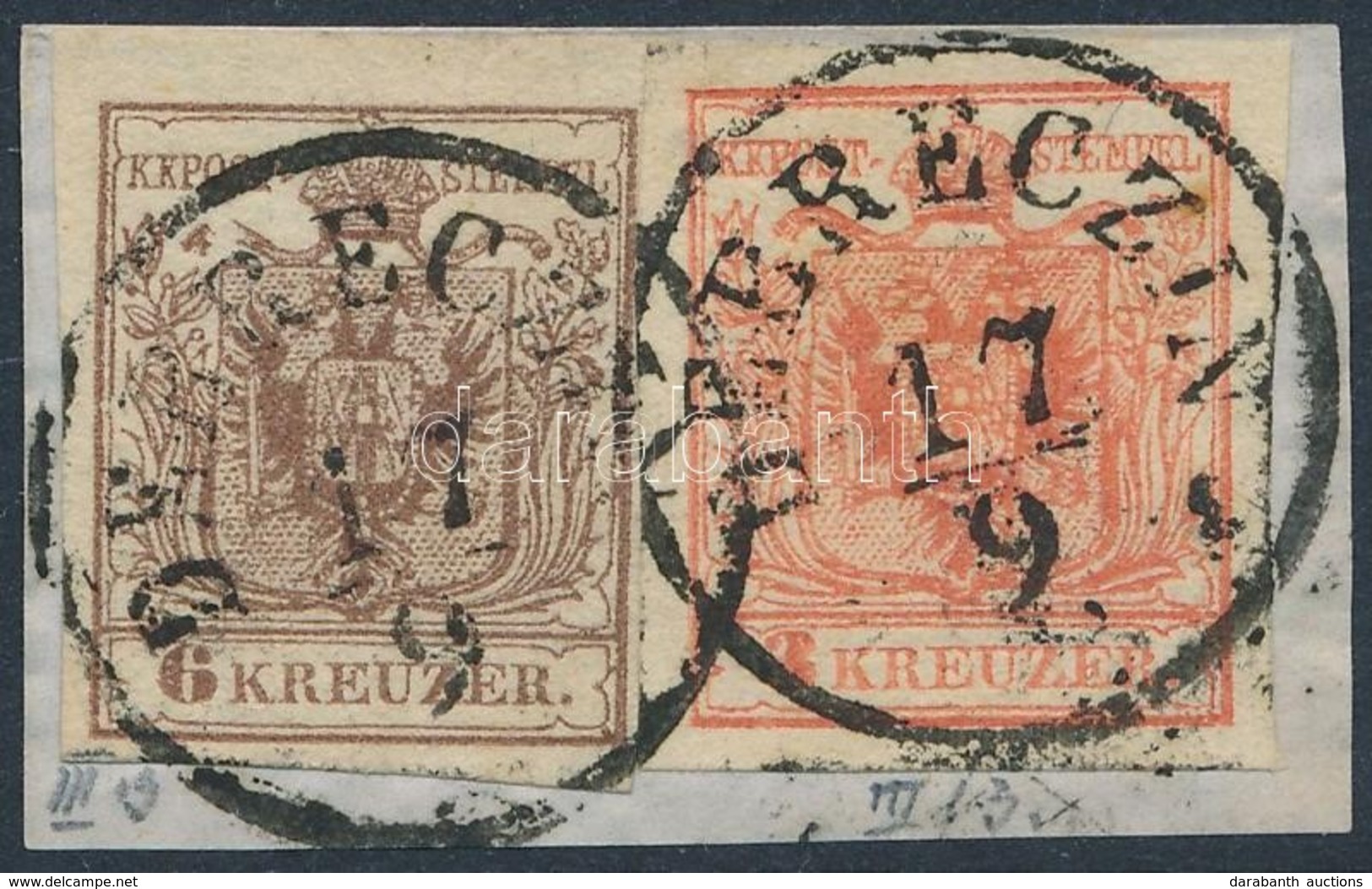 1850 3kr + 6kr 'DEBRECZIN' - Altri & Non Classificati