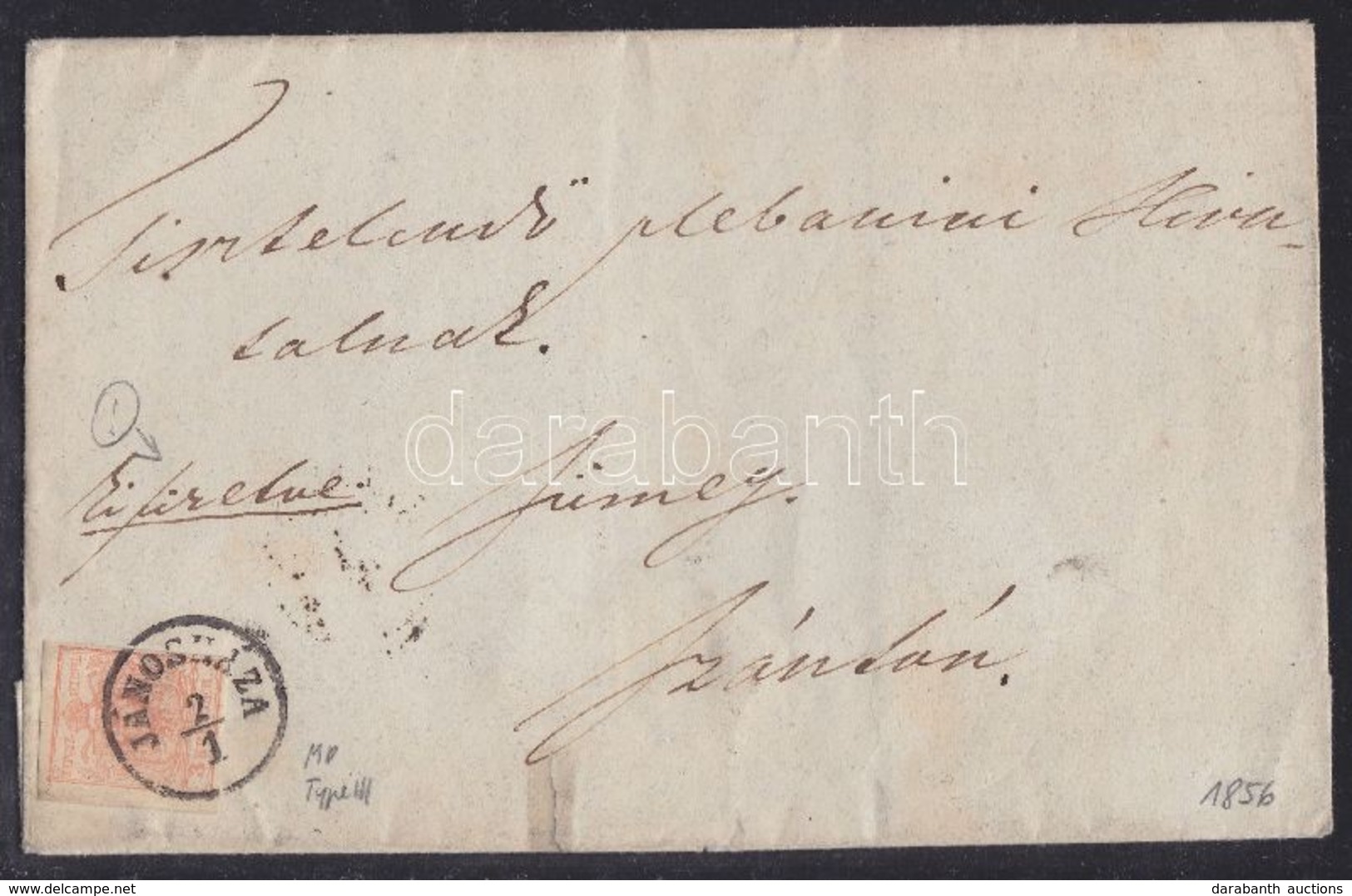 1856 3kr MP III, Jó / Szép Szélekkel, Távolsági Levélen / On Cover 'JÁNOSHÁZA' - 'ÖDENBURG' - 'SÜMEG' - Autres & Non Classés