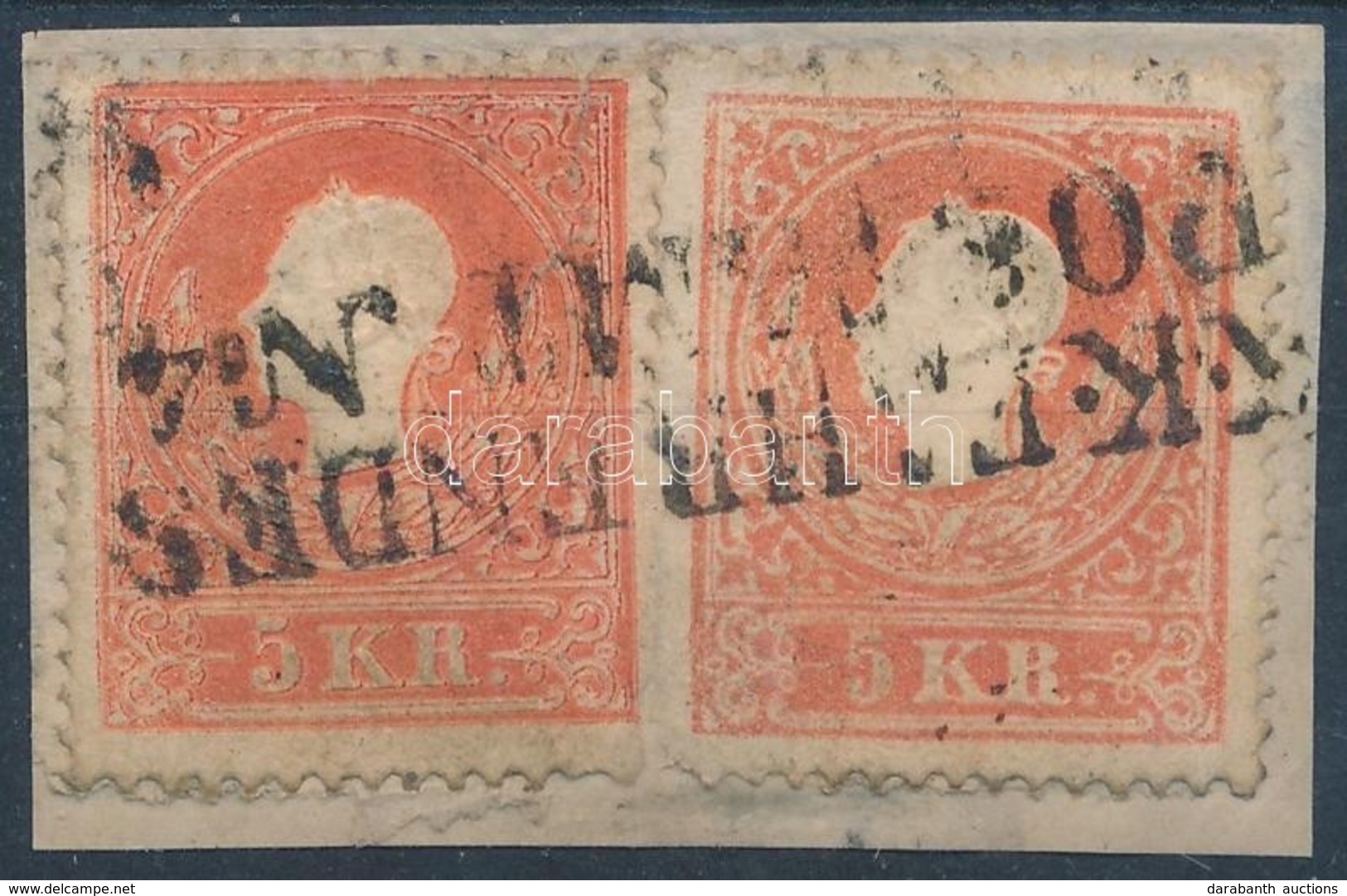 1858 2 X 5kr Vonalbélyegzővel - Other & Unclassified