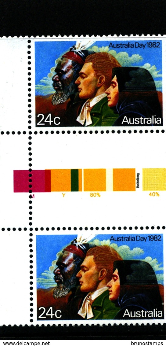 AUSTRALIA - 1982  AUSTRALIA DAY  UNFOLDED  GUTTER PAIR   MINT NH - Nuovi