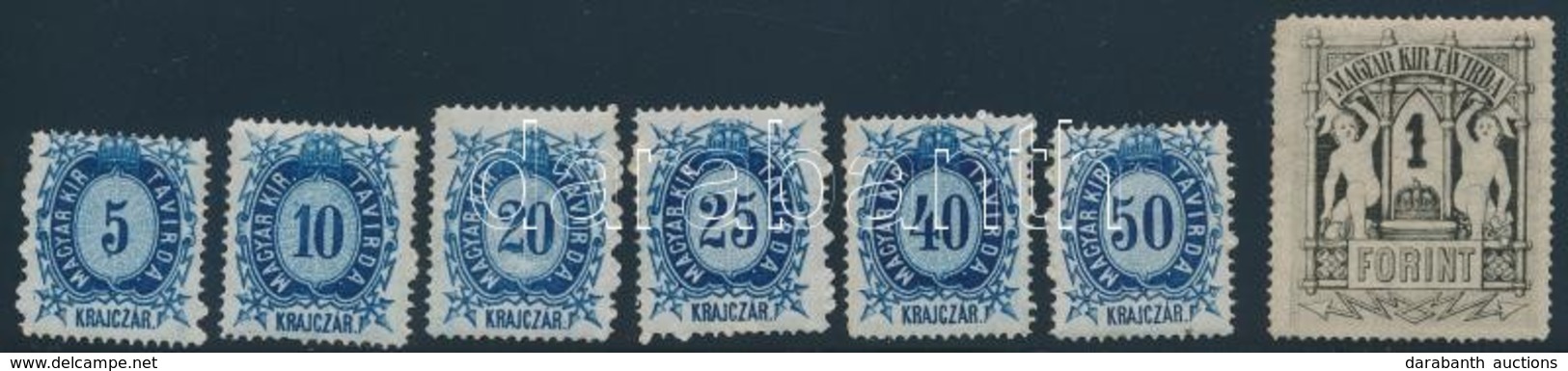 ** 1874 Távírda Réznyomat 7 Klf Bélyeg (6.150) (10kr, 1Ft Apró Gumihiba) - Sonstige & Ohne Zuordnung