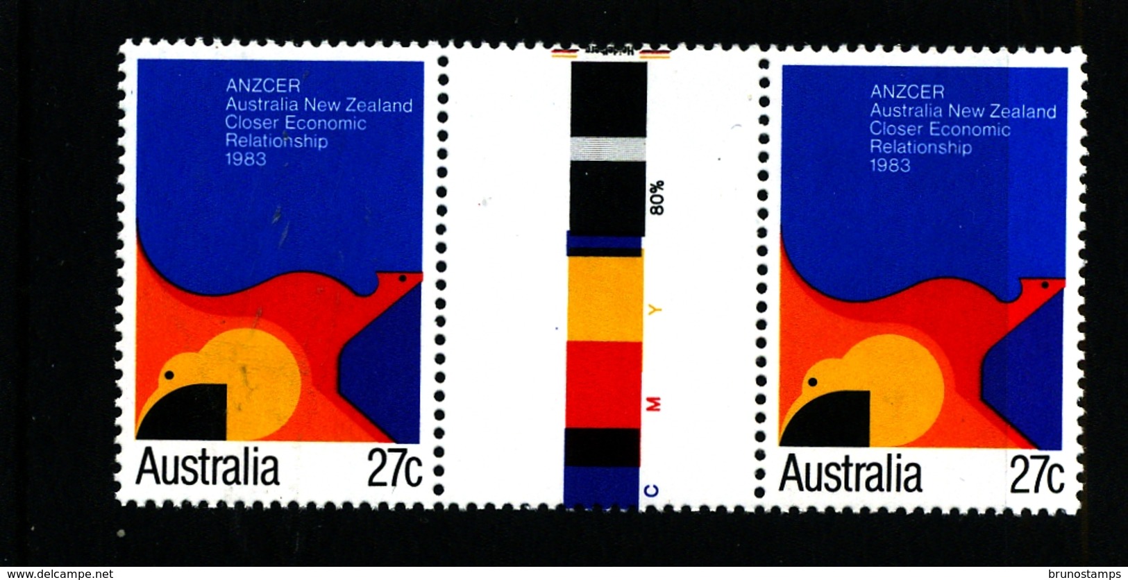 AUSTRALIA - 1983  ANZCER  UNFOLDED  GUTTER PAIR   MINT NH - Nuovi