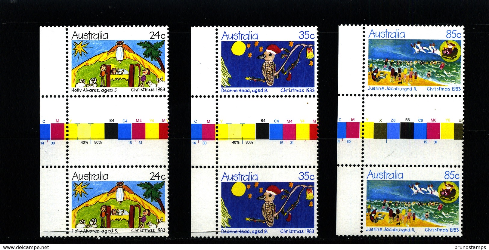 AUSTRALIA - 1983  CHRISTMAS  SET  UNFOLDED  GUTTER PAIRS   MINT NH - Nuovi