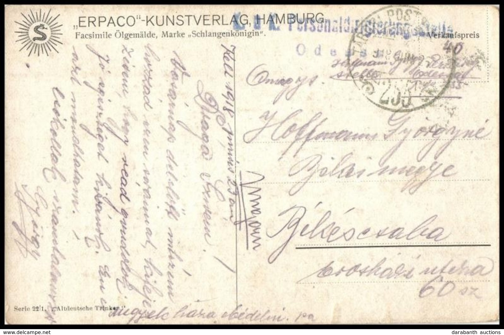 1915 Tábori Posta Képeslap 'K.u.k. Personalsammelstelle / Odessa' - Andere & Zonder Classificatie
