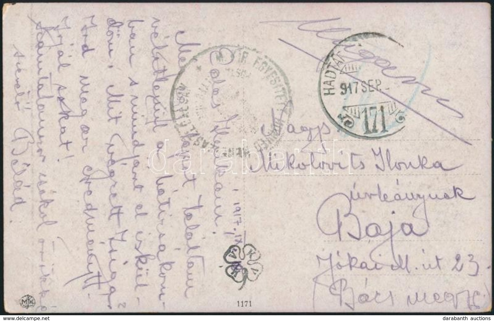 1917 Tábori Posta Képeslap 'M.KIR. EGYESÍTETT HONVÉD...' + 'HP 171' - Altri & Non Classificati