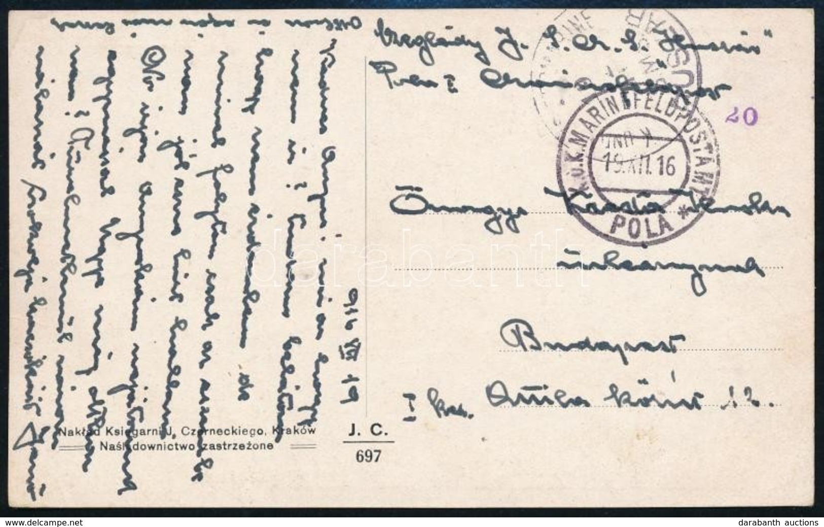 1916 Képeslap / Postcard 'SMS Huszár' + 'MFP Pola C' - Budapest - Other & Unclassified