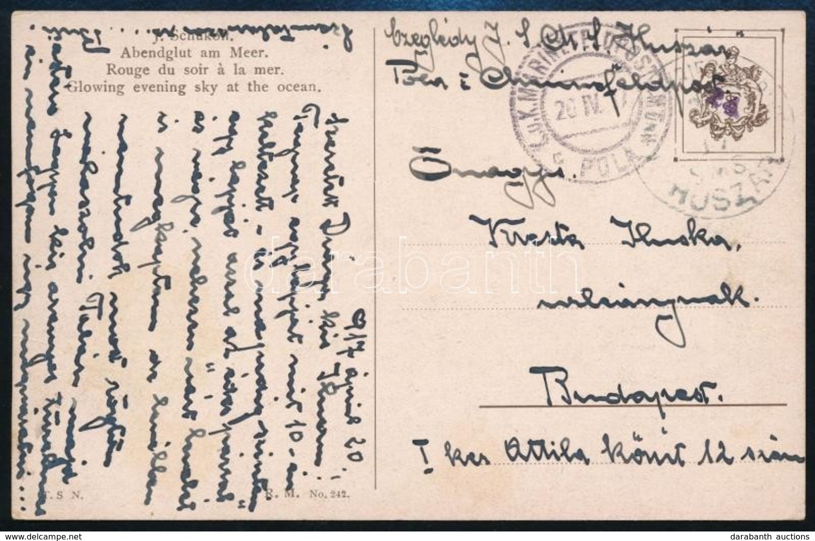 1917 Képeslap / Postcard 'SMS Huszár' + 'MFP Pola C' - Budapest - Other & Unclassified