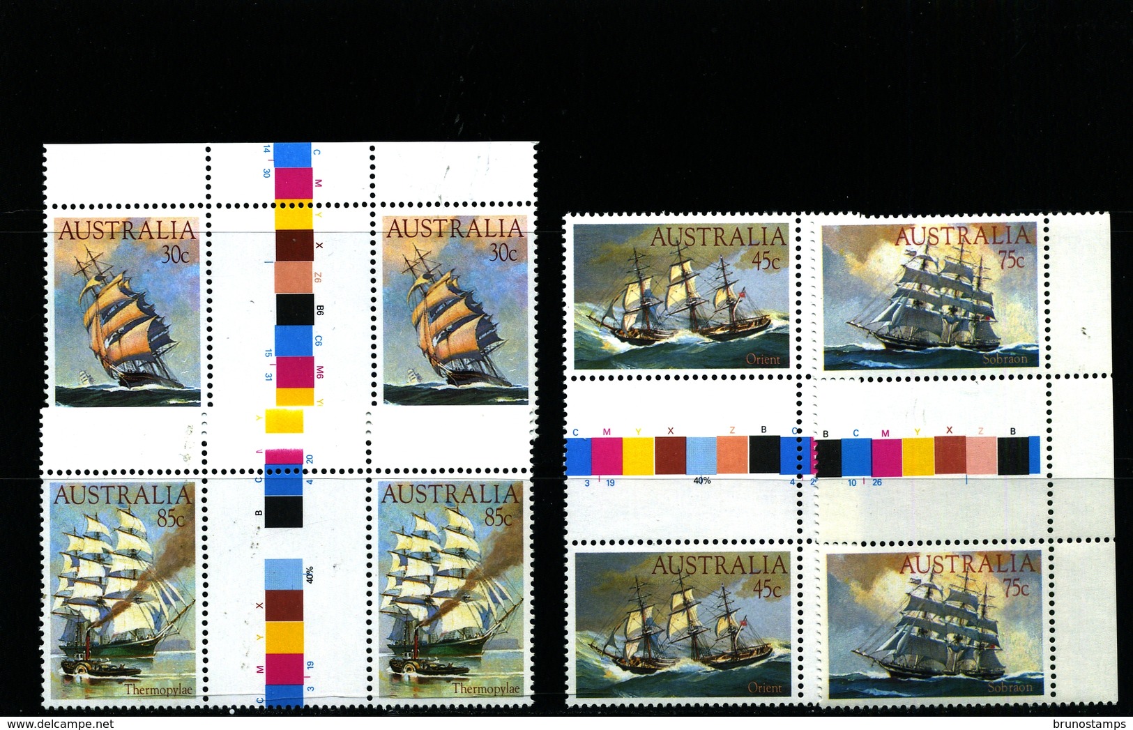 AUSTRALIA - 1984  CLIPPER SHIPS  SET  UNFOLDED  GUTTER PAIRS   MINT NH - Neufs